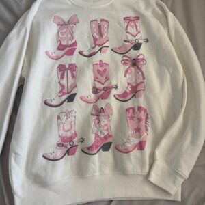 Pink boots sweatshirt